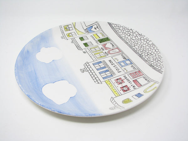 edgebrookhouse - Vintage Sigma the Tastesetter Rue de Gourmet Ceramic Platter or Cake Plate with Paris City Scene