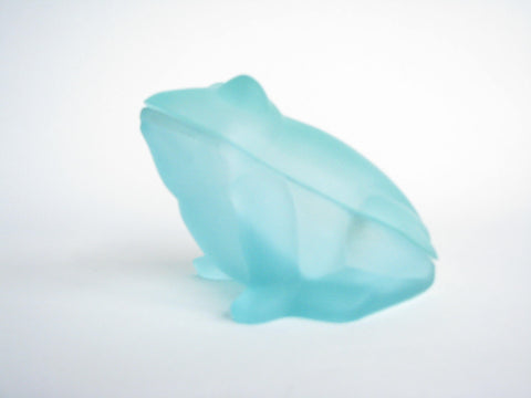 edgebrookhouse - Vintage Silvestri Green Frosted Glass Frog Trinket Box