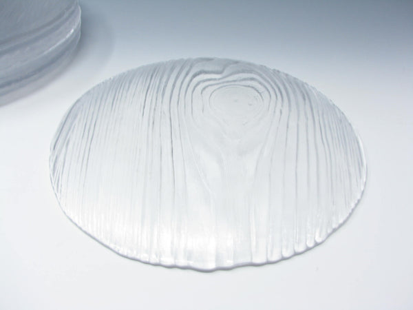 edgebrookhouse - Vintage Skruf Crystal Plates with Woodgrain Design by Bengt Edenfalk - 8 Pieces