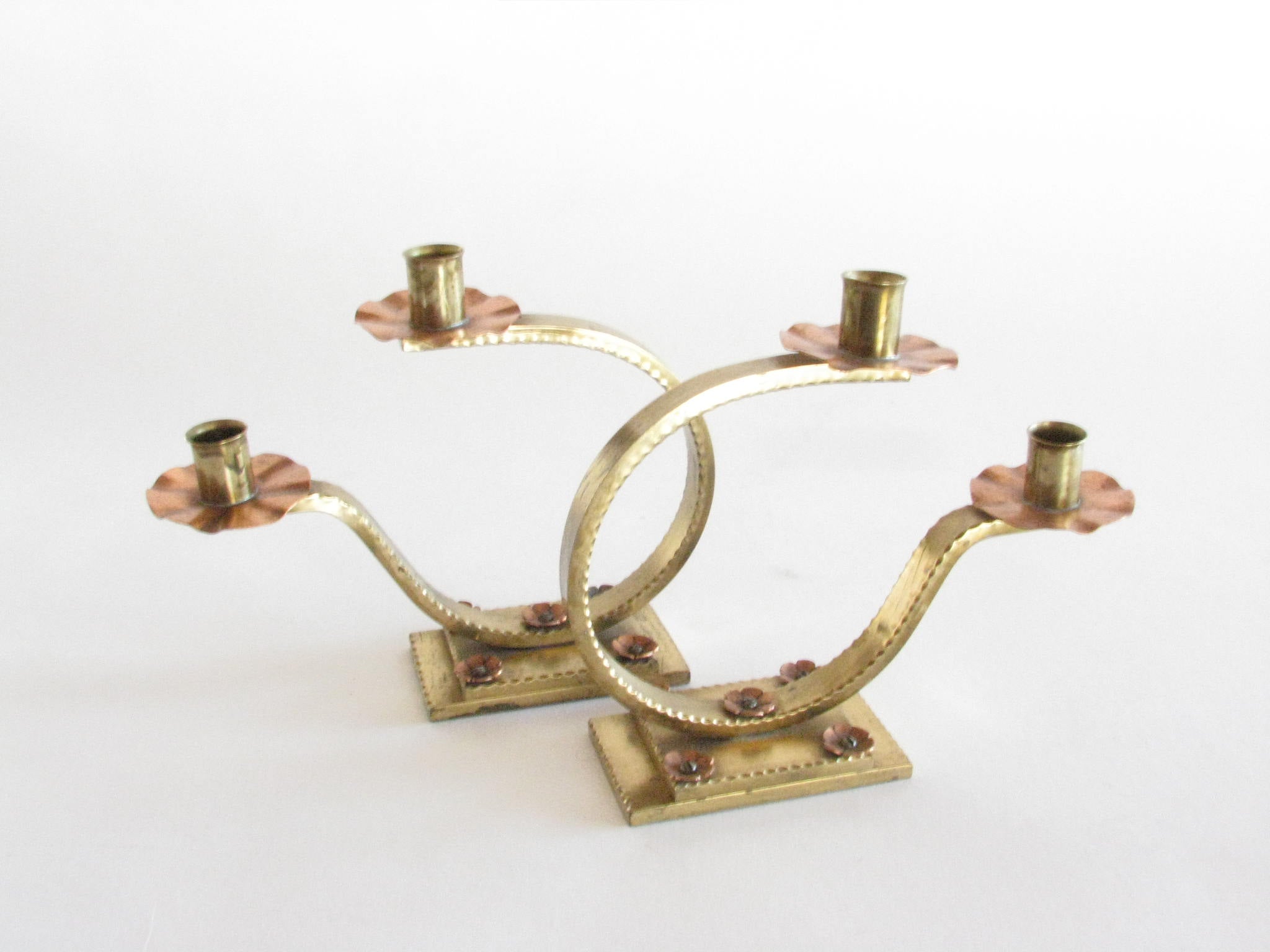 Vintage Small Hand Forged Solid Brass Scroll Candelabra Candle Holders –  edgebrookhouse