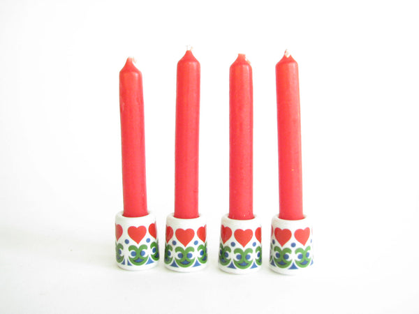 edgebrookhouse - Vintage Mini Porcelain German Candle Holders with Heart Design - Set of 4