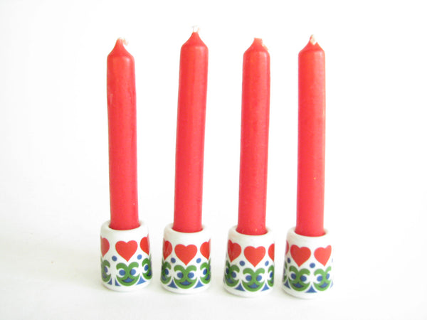 edgebrookhouse - Vintage Mini Porcelain German Candle Holders with Heart Design - Set of 4