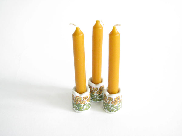 edgebrookhouse - Vintage Small Porcelain German Candle Holders with Yellow Floral Design - Set of 3