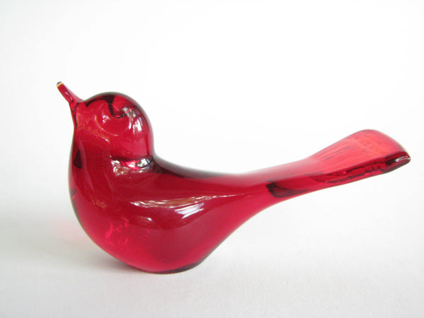 edgebrookhouse - Vintage Small Ruby Red Art Glass Bird Figurine