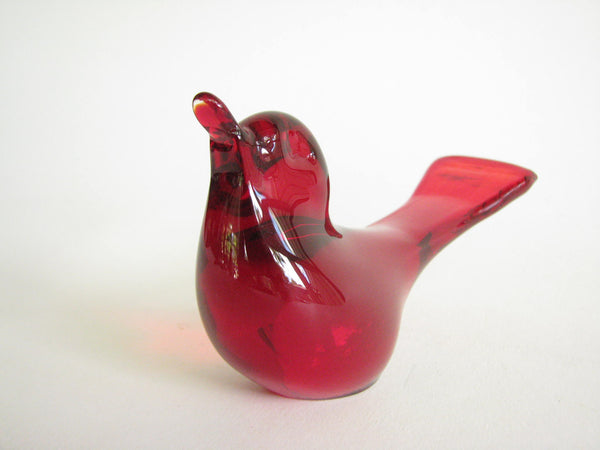 edgebrookhouse - Vintage Small Ruby Red Art Glass Bird Figurine