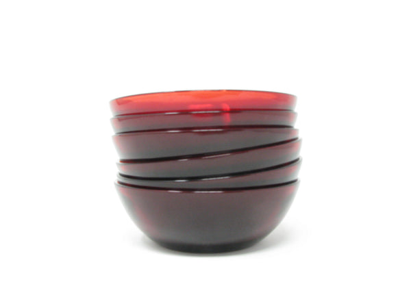 edgebrookhouse - Vintage Small Ruby Red Glass Dessert Fruit Bowls - Set of 6