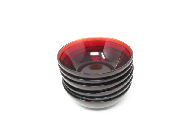 edgebrookhouse - Vintage Small Ruby Red Glass Dessert Fruit Bowls - Set of 6