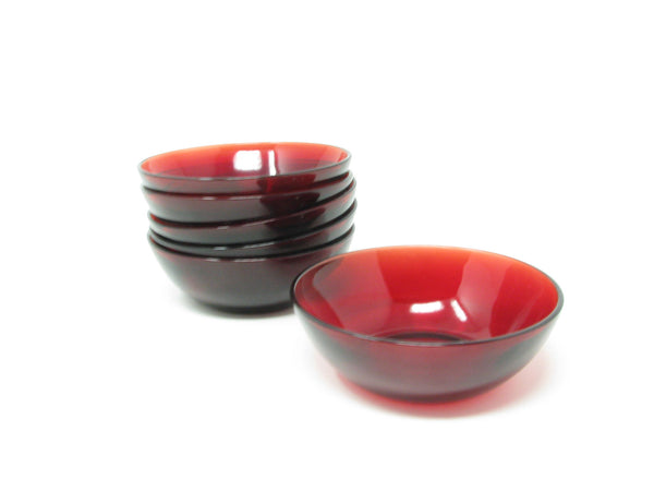 edgebrookhouse - Vintage Small Ruby Red Glass Dessert Fruit Bowls - Set of 6