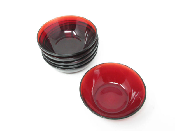 edgebrookhouse - Vintage Small Ruby Red Glass Dessert Fruit Bowls - Set of 6