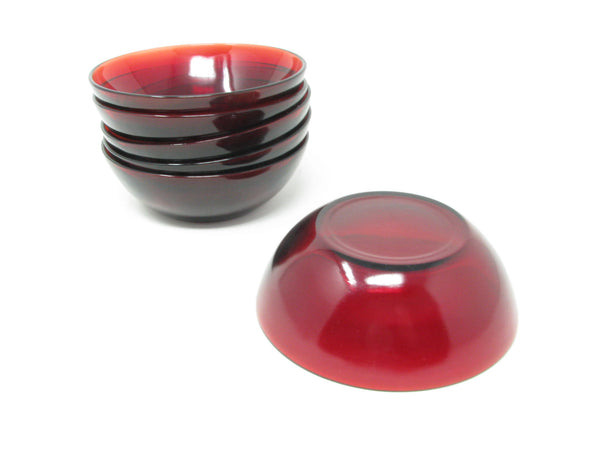 edgebrookhouse - Vintage Small Ruby Red Glass Dessert Fruit Bowls - Set of 6