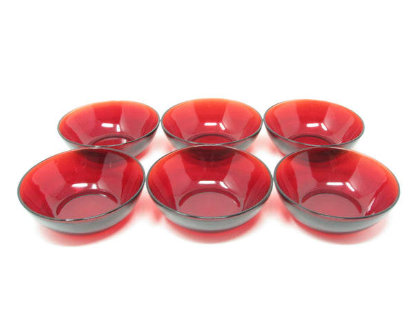 edgebrookhouse - Vintage Small Ruby Red Glass Dessert Fruit Bowls - Set of 6