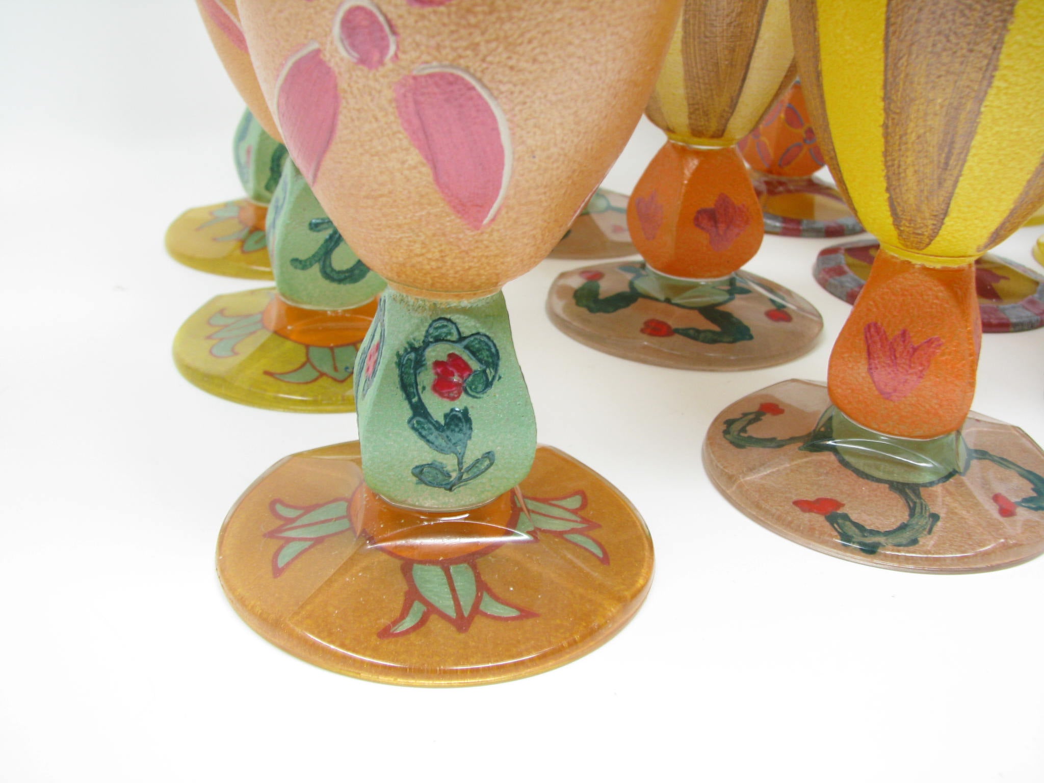 Vintage Smithereens Custom Hand-Painted Water Goblets / Iced Tea 