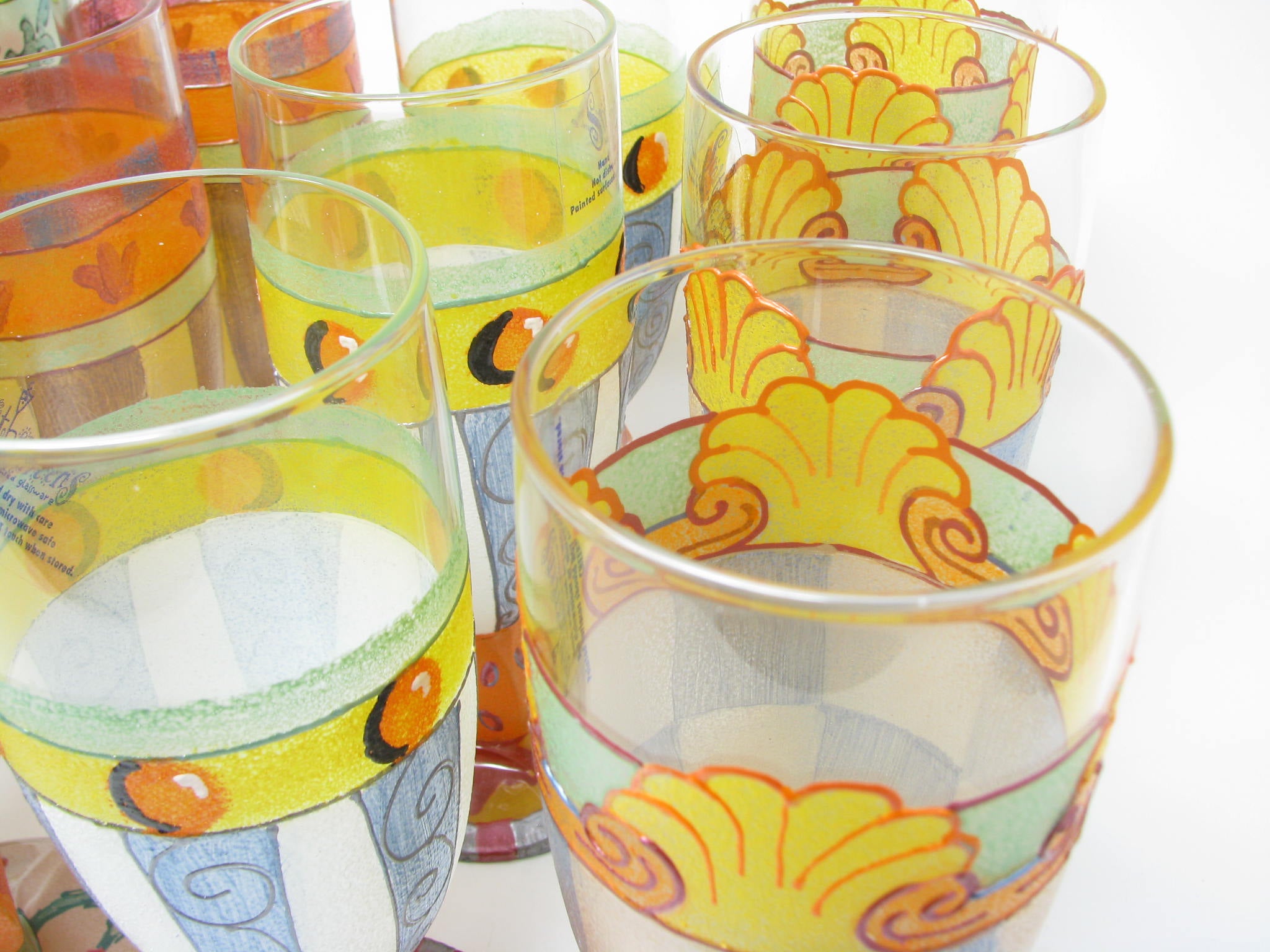 Vintage Smithereens Custom Hand-Painted Water Goblets / Iced Tea 