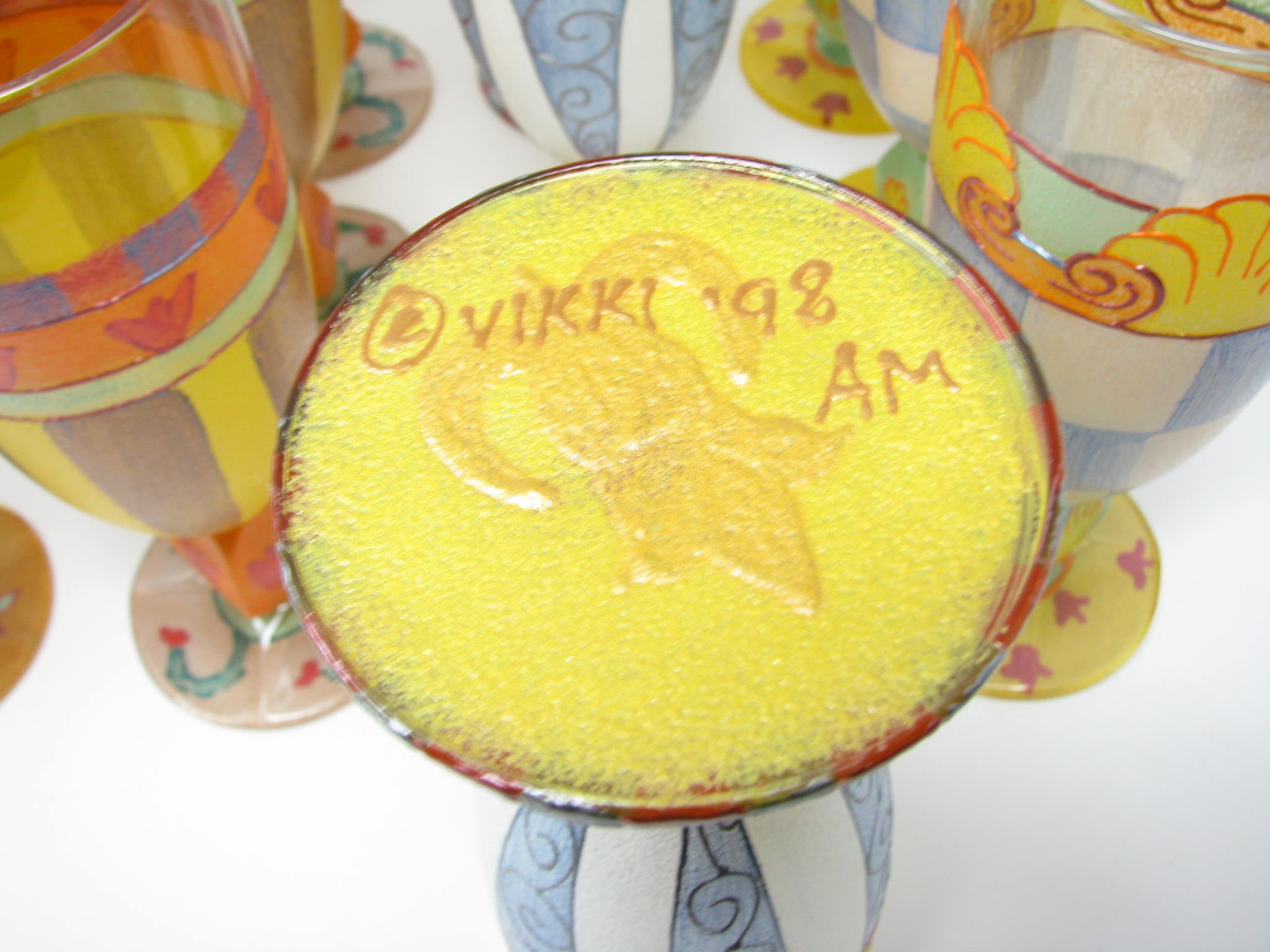 Vintage Smithereens Custom Hand-Painted Water Goblets / Iced Tea 