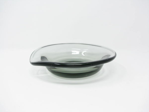 edgebrookhouse - Vintage Smoke Gray Studio Art Glass Trinket Dish or Ashtray