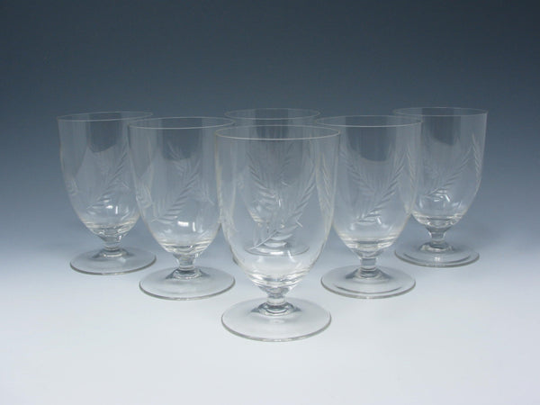 edgebrookhouse - Vintage Spiegelau German Blown Glass Ice Tea Goblets with Cut Leaves Design - 6 Pieces