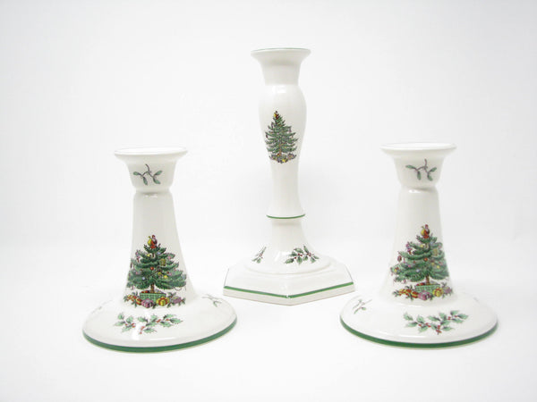 edgebrookhouse - Vintage Spode Christmas Tree Candleholders - Set of 3