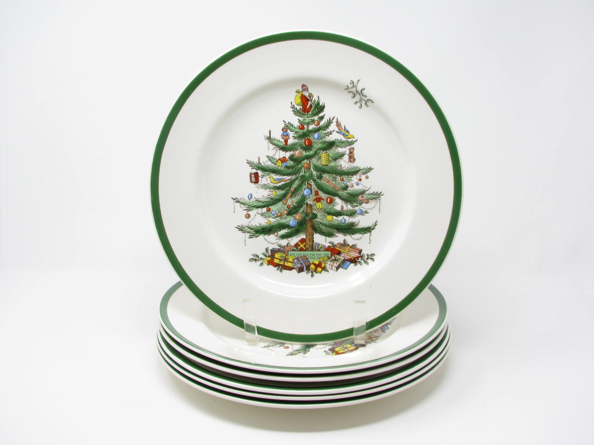edgebrookhouse - Vintage Spode Christmas Tree Earthenware Dinner Plates Made in England - 6 Pieces