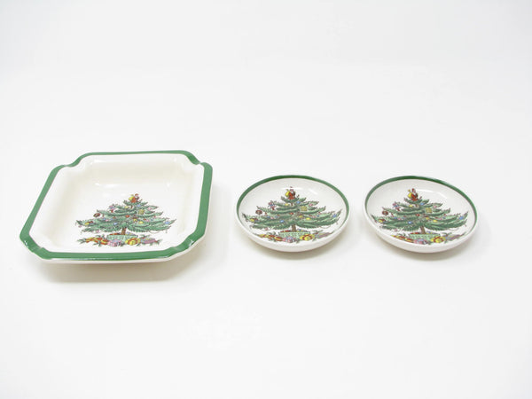 edgebrookhouse - Vintage Spode Christmas Tree Small Earthenware Dishes and Ashtray Made in England - 3 Pieces