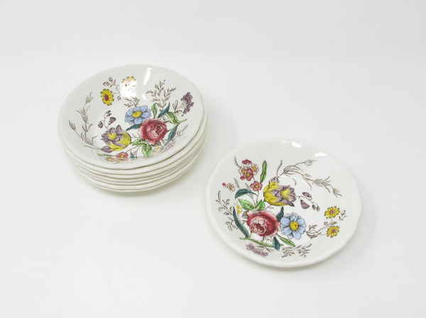 edgebrookhouse - Vintage Spode Gainsborough Earthenware Small Bowls with Floral Design - 8 Pieces