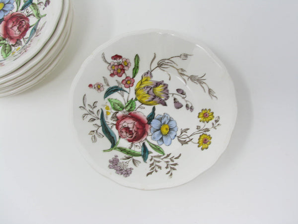edgebrookhouse - Vintage Spode Gainsborough Earthenware Small Bowls with Floral Design - 8 Pieces