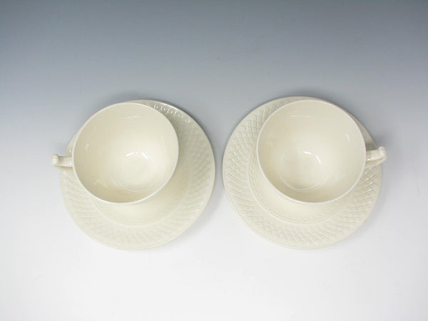 edgebrookhouse - Vintage Spode Mansard Off-White Embossed Earthenware Cups & Saucers - 4 Pieces