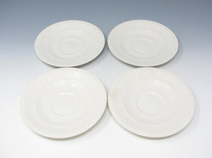 edgebrookhouse - Vintage Spode Mansard Off-White Embossed Earthenware Saucers - 4 Pieces