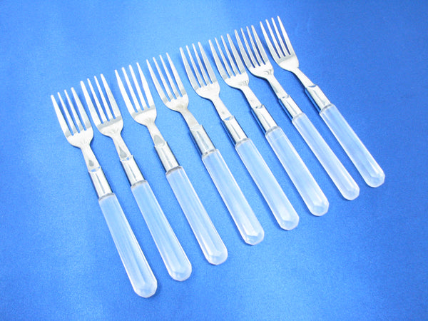 edgebrookhouse - Vintage Stainless Steel Silverware Flatware Set with Frosted Faceted Plastic Handles – 8 Place Settings