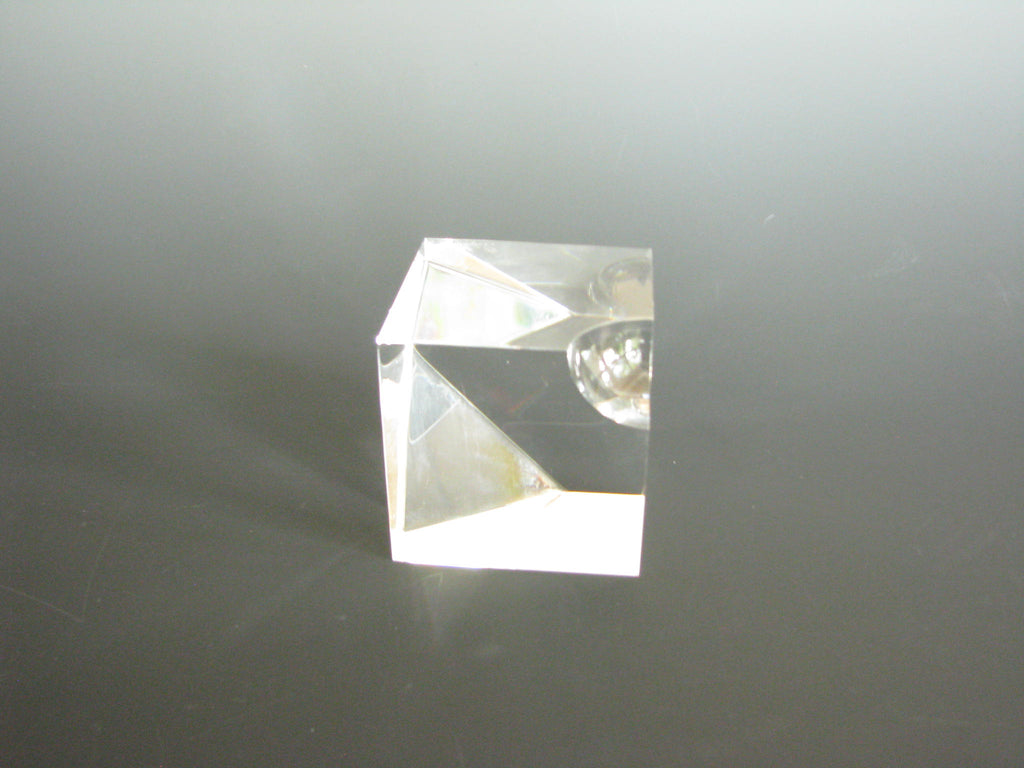 Vintage Steuben Crystal Floating Spheres Cube Prism Paperweight Signed ...