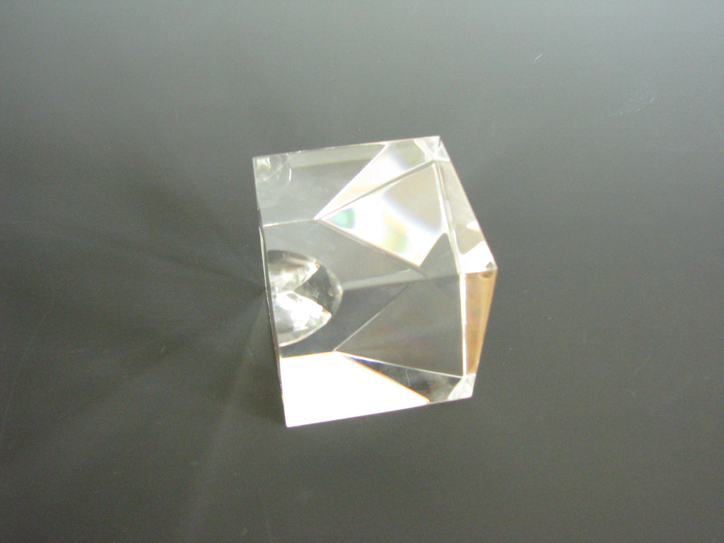 Vintage Steuben Crystal Floating Spheres Cube Prism Paperweight Signed ...