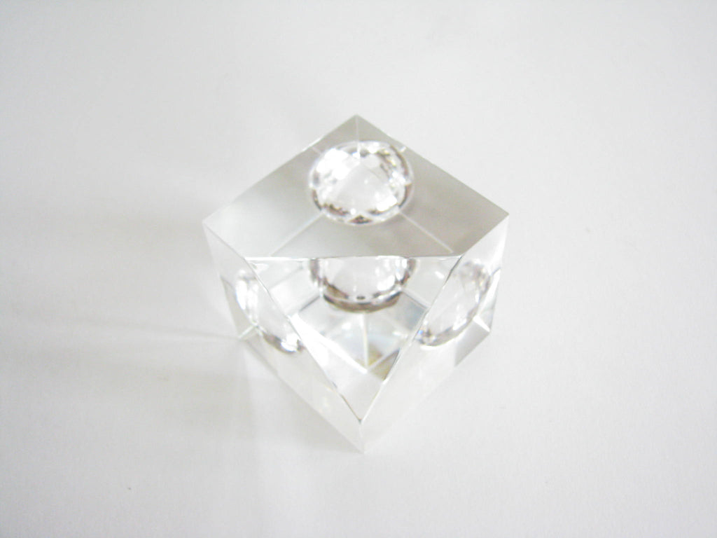 Vintage Steuben Crystal Floating Spheres Cube Prism Paperweight Signed ...