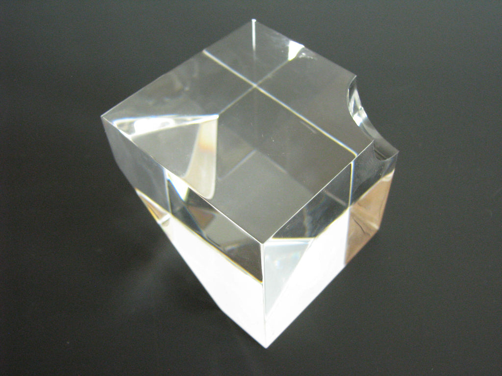 Vintage Steuben Crystal Floating Spheres Cube Prism Paperweight Signed ...