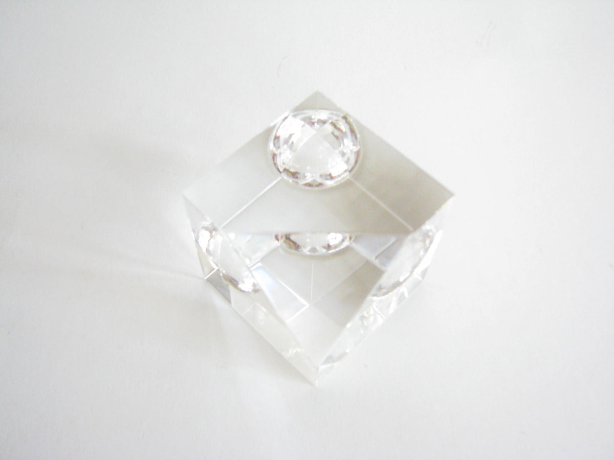 Vintage Steuben Crystal Floating Spheres Cube Prism Paperweight Signed ...