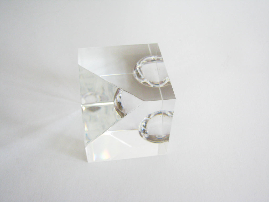 Vintage Steuben Crystal Floating Spheres Cube Prism Paperweight Signed ...