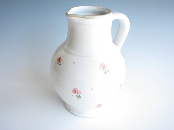 edgebrookhouse - Vintage Strehla  Germany Stoneware Pitcher with Pink Floral Design