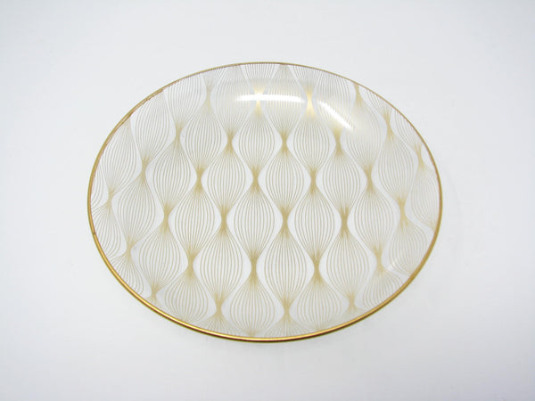 edgebrookhouse - Vintage Sven Jensen Bent Glass Trinket Dish with Gold Trim Made in Denmark