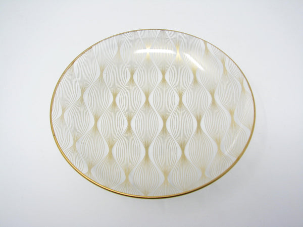edgebrookhouse - Vintage Sven Jensen Bent Glass Trinket Dish with Gold Trim Made in Denmark