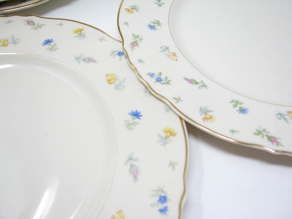 edgebrookhouse - Vintage Syracuse Suzanne Dinner Plates with Floral & Gold Trim - 13 Pieces
