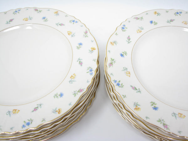 edgebrookhouse - Vintage Syracuse Suzanne Dinner Plates with Floral & Gold Trim - 13 Pieces