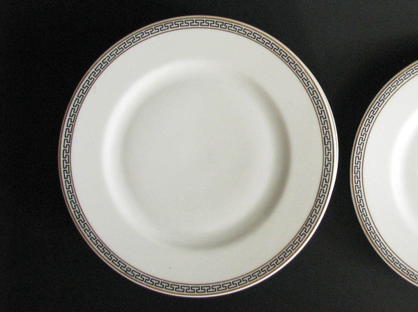 edgebrookhouse - Vintage TK Thun Porcelain Black Greek Key Bread Plates with Gold Rim - Set of 8