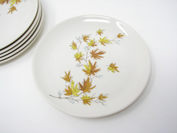 edgebrookhouse - Vintage Taylorstone Autumn Splendor Bread Plates with Falling Leaves - 6 Pieces