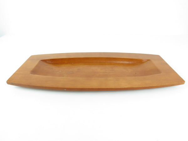 edgebrookhouse - Vintage Teak Tray with Sculptural Boat Style Shape