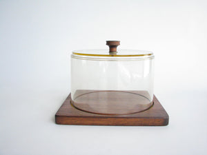 edgebrookhouse - Vintage Teak and Tinted Acrylic Lidded Cheese Dome