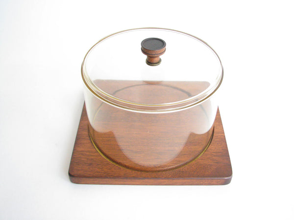 edgebrookhouse - Vintage Teak and Tinted Acrylic Lidded Cheese Dome