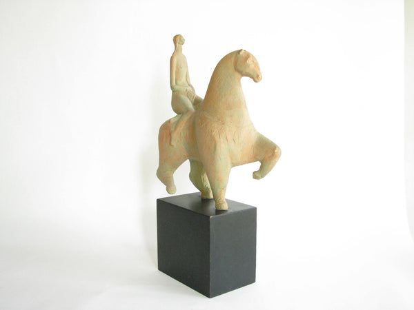edgebrookhouse - Vintage Terracotta Plaster Sculpture of Woman on Horse