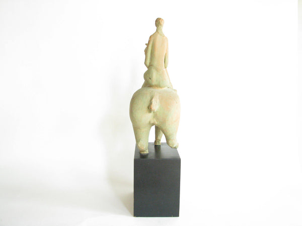 edgebrookhouse - Vintage Terracotta Plaster Sculpture of Woman on Horse