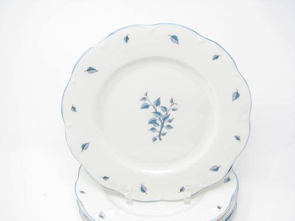 edgebrookhouse - Vintage Theodore Haviland Birchmere Scalloped Dinner Plates with Blue Leaves - 5 Pieces