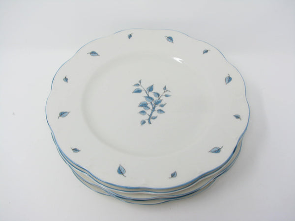 edgebrookhouse - Vintage Theodore Haviland Birchmere Scalloped Dinner Plates with Blue Leaves - 5 Pieces