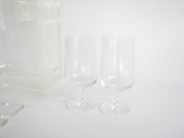 edgebrookhouse - Vintage Thick Acrylic Wine Bottle and Goblet Carrier or Holder - 3 Pieces