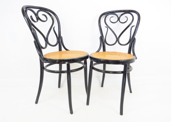 edgebrookhouse - Vintage Thonet Cafe Daum Style Bentwood Side Chairs by Salvatore Leone Italy - a Pair